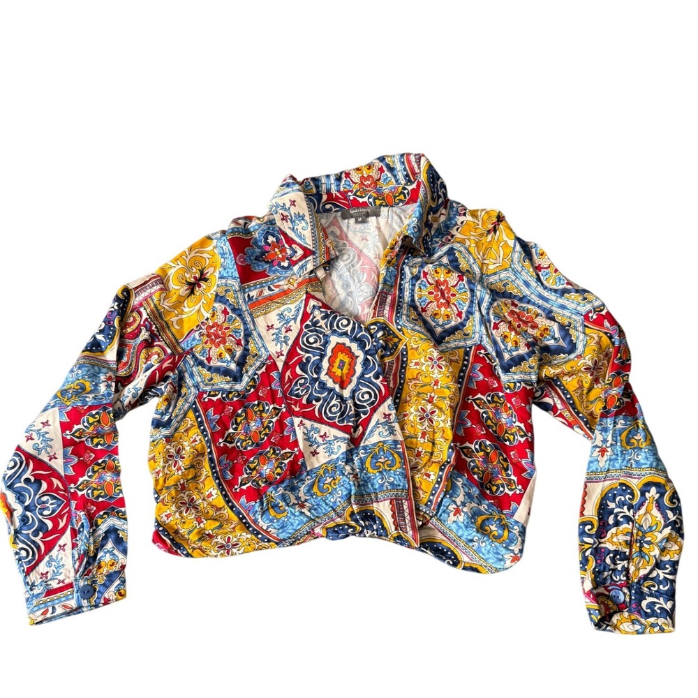 Haute Hippie Style Top & Pants Set Patchwork Print Colorful Medium - Picture 2 of 16
